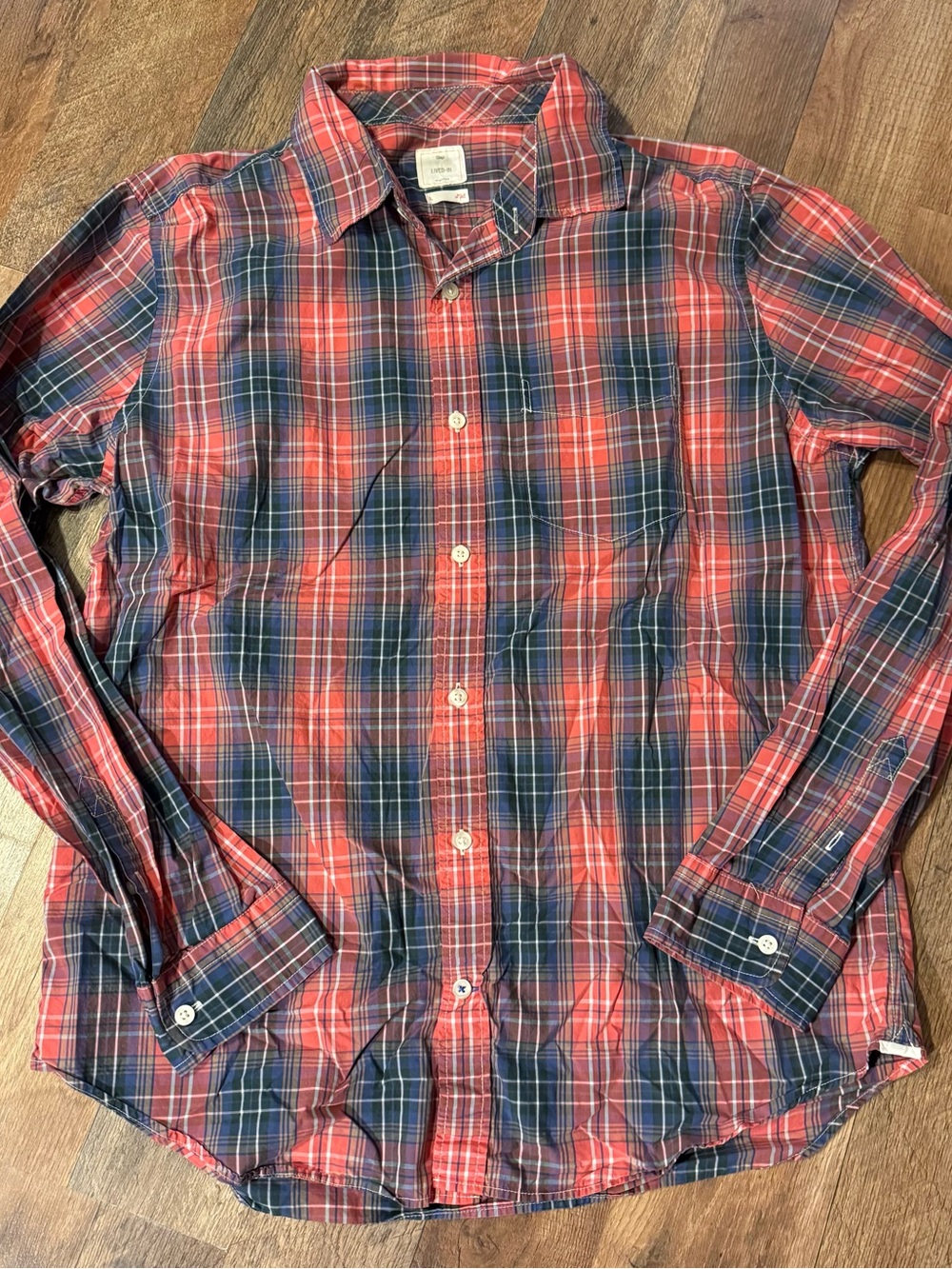 GAP Red and Blue Plaid Button-Down Shirt